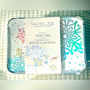 Rachel Zoe Treat Boxes Snowflake Pattern 6ct Tins 9in x 6in